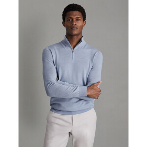 REISS BLACKHALL Merino Wool Half Zip Funnel Neck Jumper